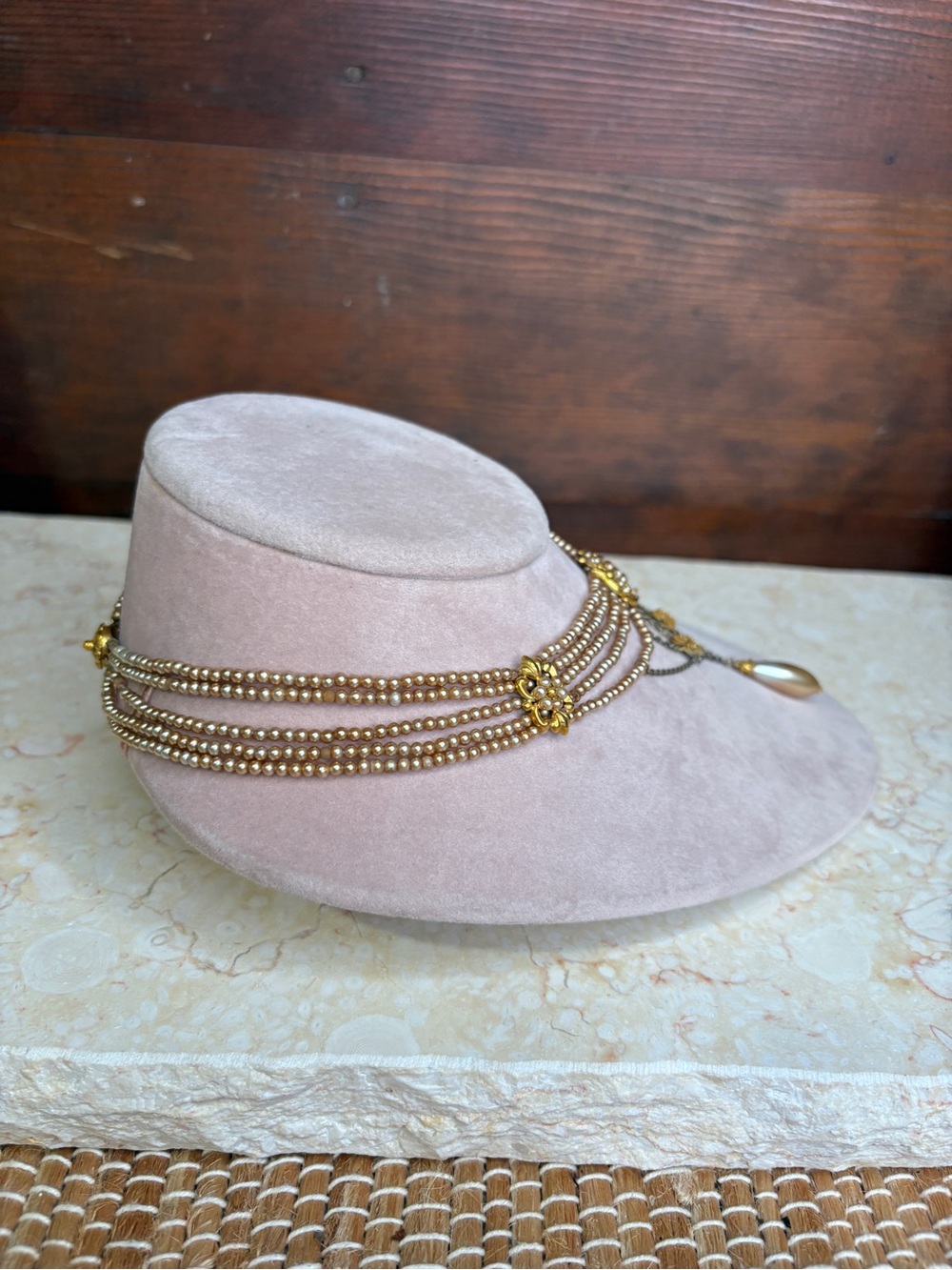Vintage Edwardian Style 15" Draped Faux Pearl Choker Necklace - Picture 5 of 8
